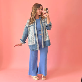 Indie Cross-Stitched Denim Shirt