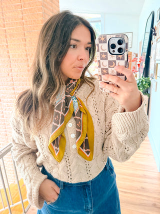 Polka & Patchwork Floral Printed Scarf