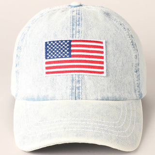 American Flag Patch Denim Hat