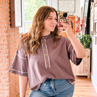 Cream Contrast Henley Tee
