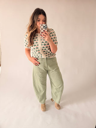 The Frankie Barrel Pants - Sage