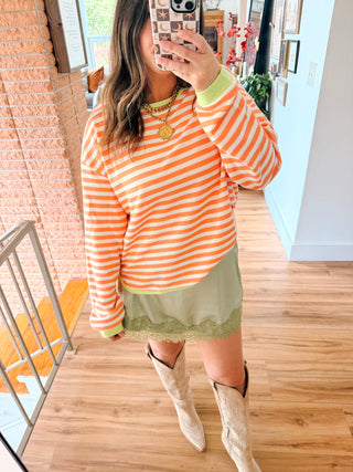 Melon Striped Long Sleeve