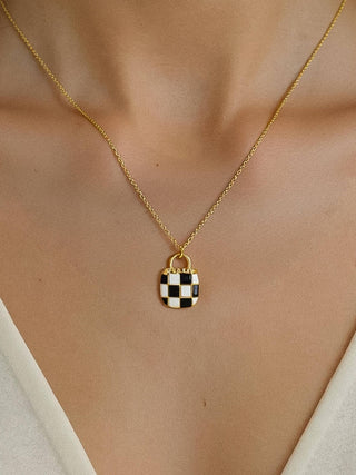 Checkered Pendant Necklace