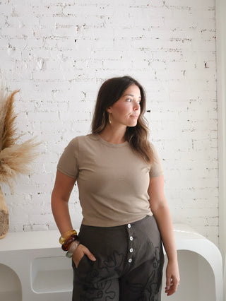 The Best Damn Crop Tee - Taupe