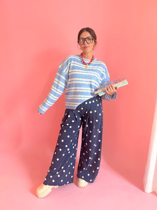 Blue Striped Knit Sweater