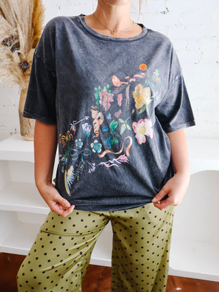 Floral Bows and Birds Graphic Tee