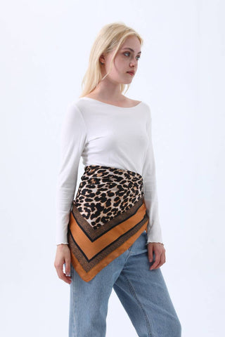 Leopard Print Satin Scarf