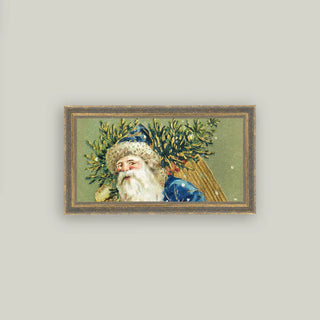 Santa Dressed In Blue Framed Wall Art