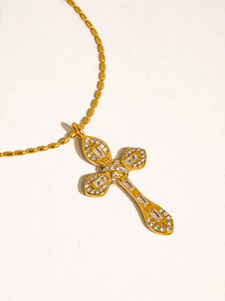 Naomi 18K Gold CZ Cross Necklace