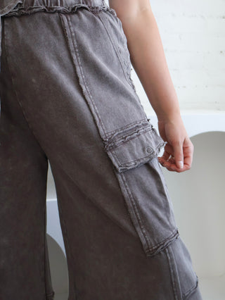 Juno Wide Leg Cargo Pants - Mocha