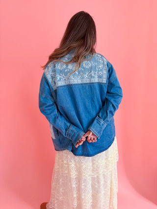 Indie Cross-Stitched Denim Shirt