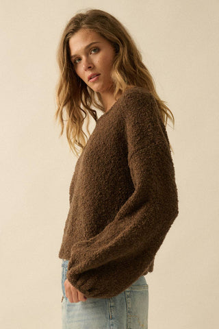 Mocha Bubble Sleeve Sweater