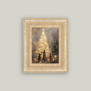 Illuminated Christmas Tree Gold Framed Wall Art