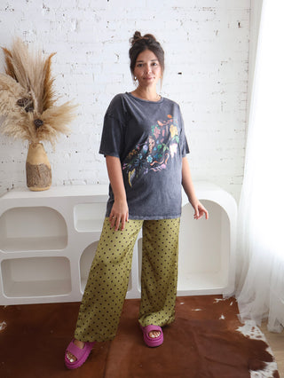 Green Polka Dot Satin Pants