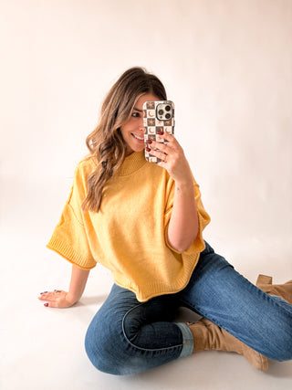 Maddie Short Sleeve Sweater - Yellow