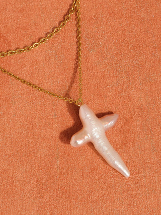 Aura Freshwater Pearl Cross Necklace