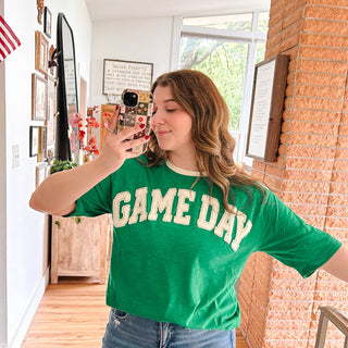 Green Patchwork Game Day Top