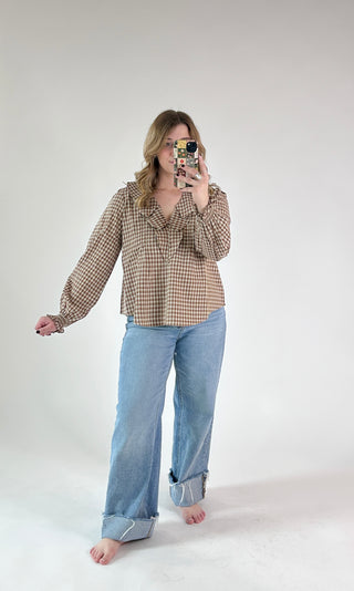 Elodie Gingham Ruffled Top