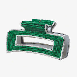 Hand-Beaded Kelly Green Claw Clip