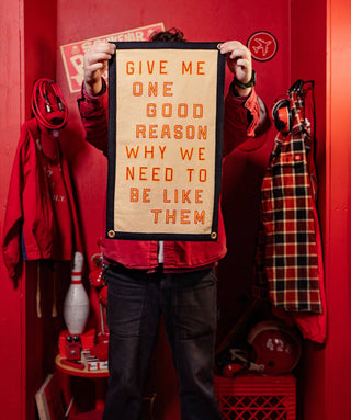 Give Me One Good Reason Why We Need To Be Like Them Camp Flag • Blink-182