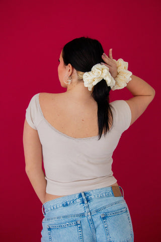 Cream Lace Jumbo Scrunchie
