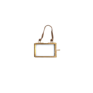 Mini Glass & Brass Horizontal Hanging Frame 2.5" x 1.5"