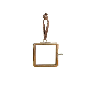 Mini Glass & Brass Horizontal Hanging Frame 2" Square
