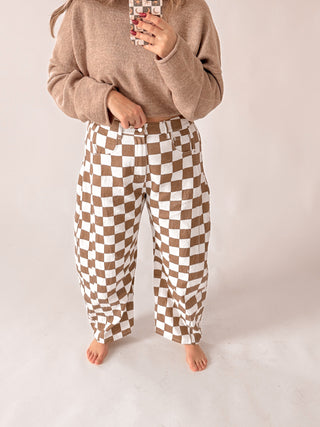 The Frankie Barrel Pants - Mocha Checkered