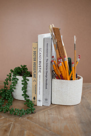 Concrete Bookend Planter Set