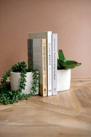 Concrete Bookend Planter Set