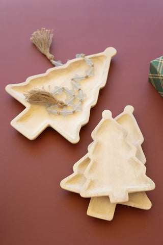 Carved Paulownia Wood Tree Tray