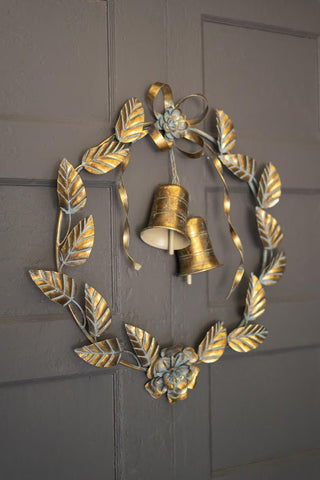 Antiqued Metal Floral Bell Wreath *online exclusive*