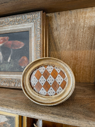 Antiqued Petite Oval Photo Frame