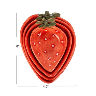 Stoneware Strawberry Measuring Cup Set