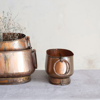 Copper Oval Vessel with Handles