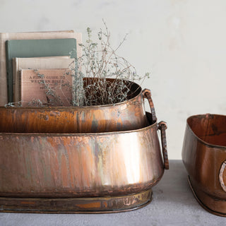 Copper Oval Vessel with Handles