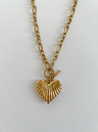 Pleated Gold Heart Necklace