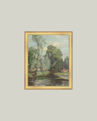 Fishing By A Riverside Framed Wall Art