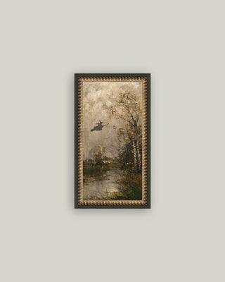 Flying Witch Landscape Framed Wall Art