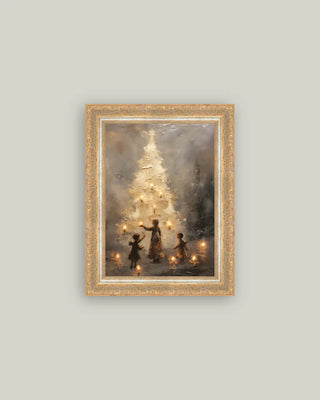 Illuminated Christmas Tree Gold Framed Wall Art