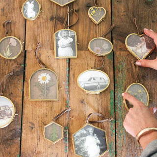 Mini Glass & Brass Window Pane Hanging Frame 1.5" x 2"
