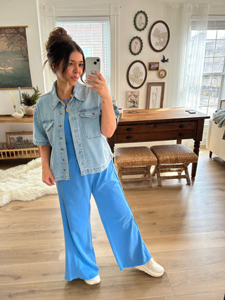 Coastal Drift Lounge Pants + Tank - Blue