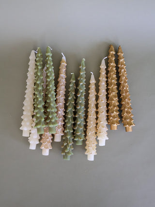 Gold Flocked Tree Shaped Taper Single (more colors)