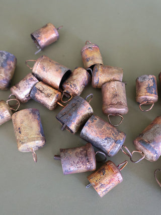 Distressed Metal Bells in Muslin Bag