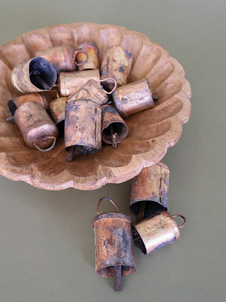 Distressed Metal Bells in Muslin Bag