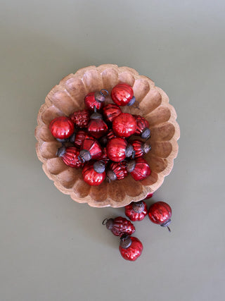 Red Mercury Glass Ornaments in Muslin Bag