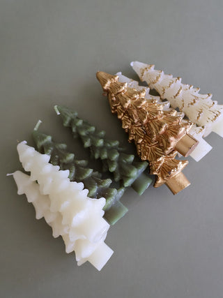 Gold Flocked Tree Shaped Taper Single