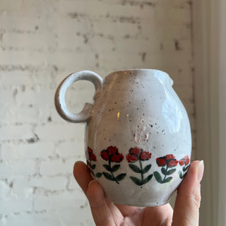 IMPERFECT FINAL SALE Folk Hand Painted Dog Mini Pitcher