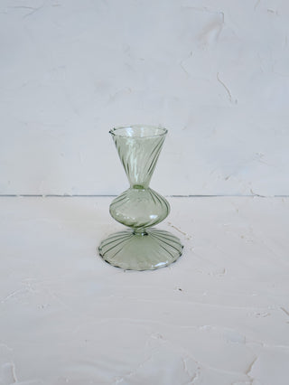 Fluted Green Glass Vase