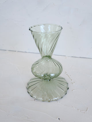 Fluted Green Glass Vase